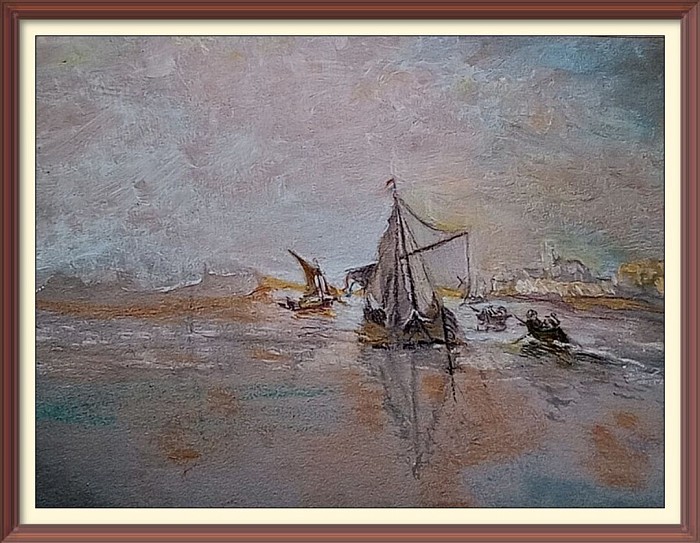 Маас в Дордрехте. Альберт Кейп. Масло и пастель. А4